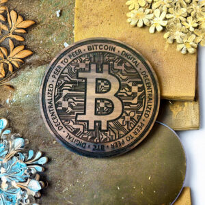 Wood Carved Bitcoin
